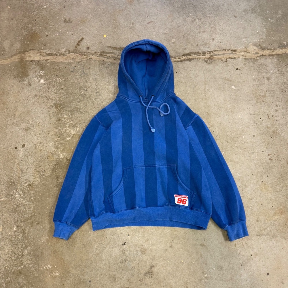 Concepts 96 Striped Hoodie Mens Medium Blue Tonal Vertical Stripe Sweatshirt